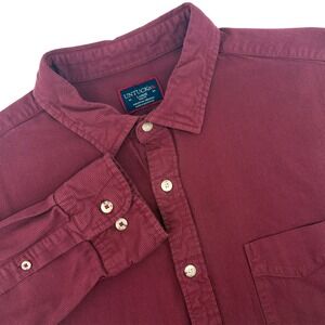 UNTUCKit Rohan Men's Large Slim Fit Burgundy Corduroy Button Down Shirt 41014
